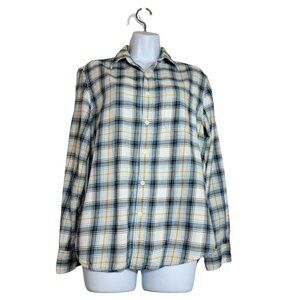 American Eagle Flannel Button Front, Men, Blue, White & Yellow Plaid, EUC